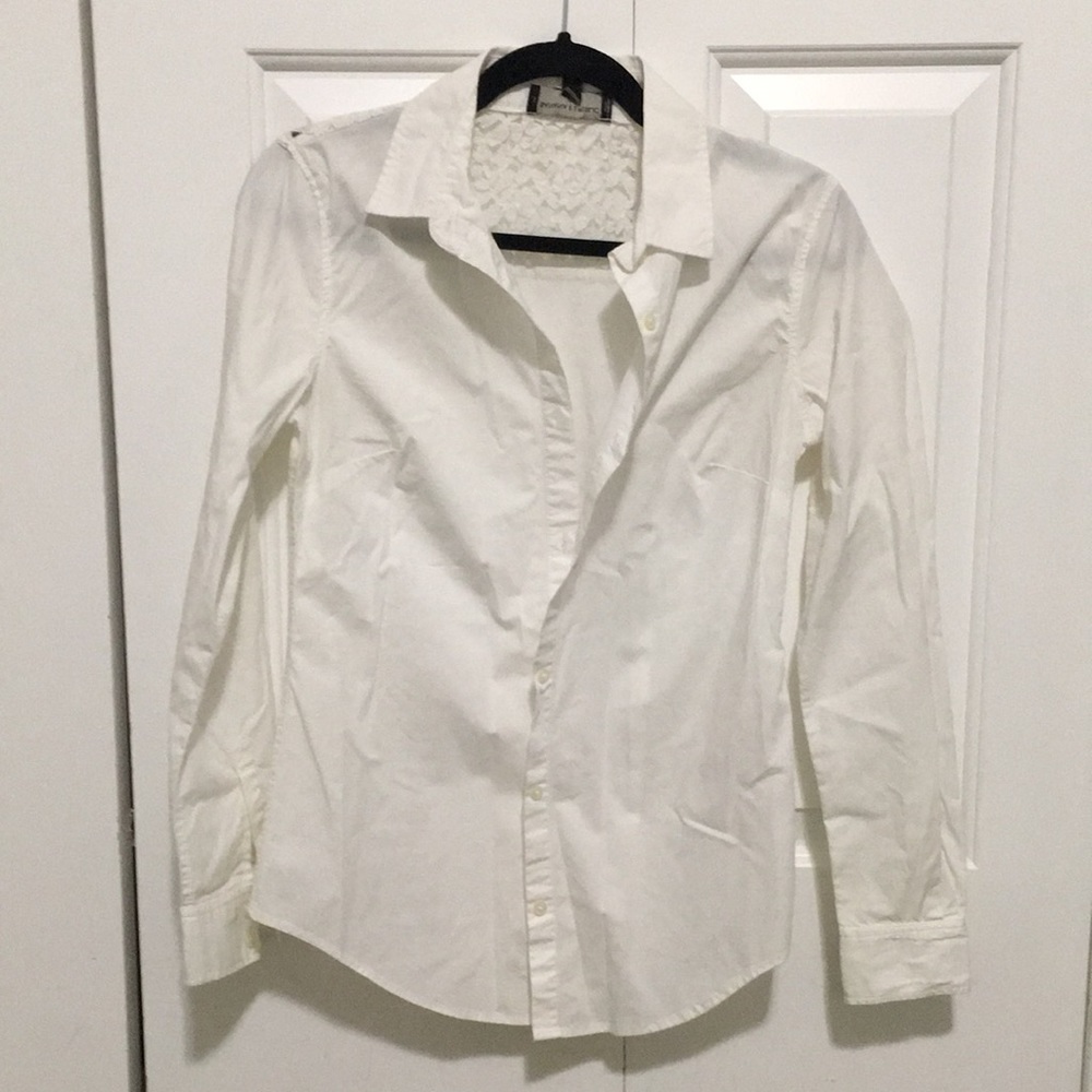 Banana Republic Tailored Fit Button Down Long Sleeve White Lace Women's Size 4